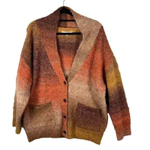 Penelope Rose Cardigan Women’s Perla Button Up Sweater Pockets Ombre V-Neck Wool - Picture 1 of 8